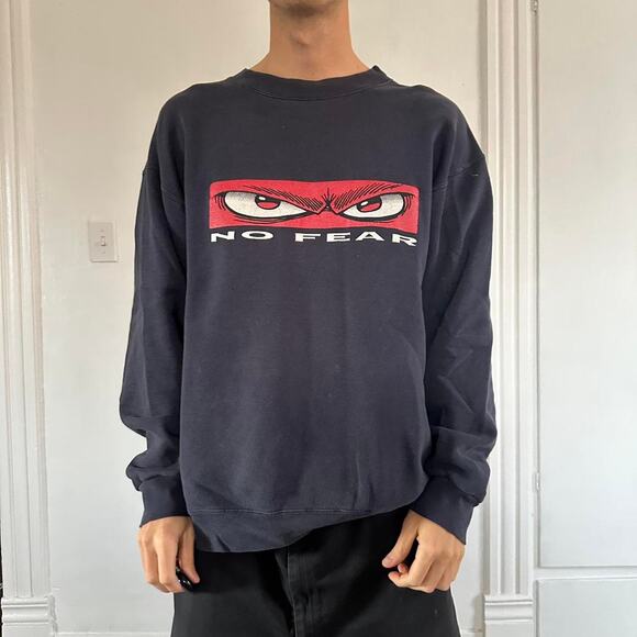 Vintage 90s No Fear Skate Faded Cotton Crewneck Sweatshirt - Picture 2 of 8